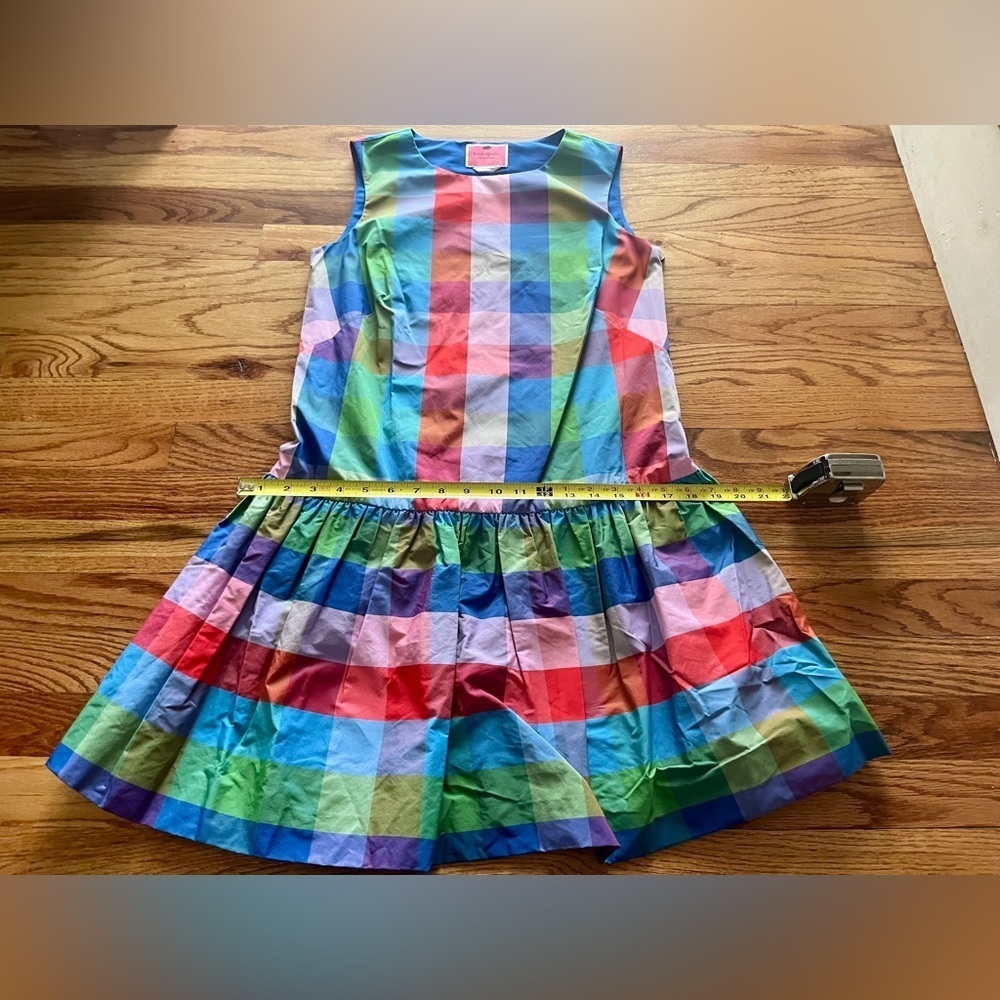 ♠️Kate Spade Madras Taffeta Shift Dress, Blue Multi-Color. Small. EUC - Picture 7 of 10